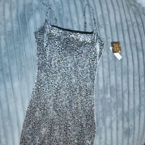 Planet Gold Silver Sequin Mini Dress